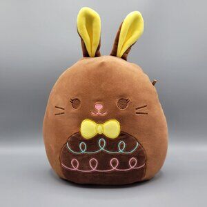 Squishmallows Dinora Chocolate Easter Bunny Rabbit Spring Plush Yellow Ears 8"